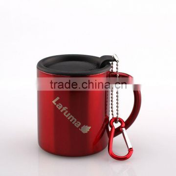 stainless steel travel mug With aluminium carabiner