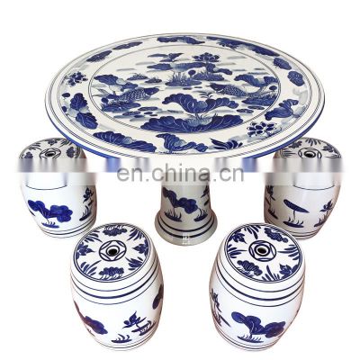 Chinese Hand Painted Landscape Ceramic Porcelain Garden Furniture Set