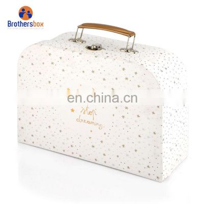 luxury custom design white cardboard suitcase boxes for kids