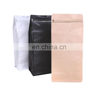 100%food grade stand up bottom pouch ziplock white matte kraft paper coffee flat bottom bags with window