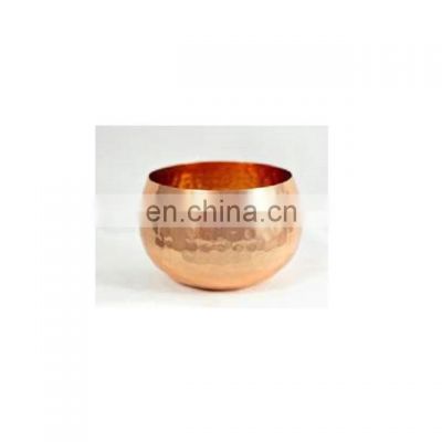 copper hammered votive candle bowl
