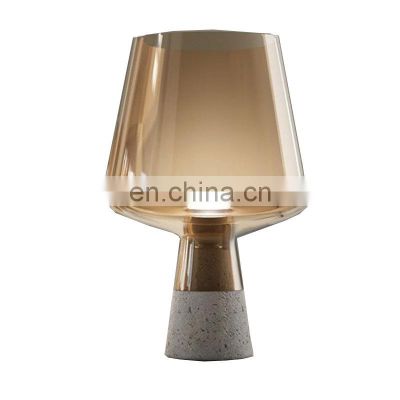 Nordic Creative Minimalist Cement Table Lamp For Living Room Bedroom Gray Bedside Study LED Glass Desk Light