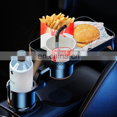 Universal car dining cup holder with dining service plate and 2 bottle slots fit for hyundai santa fe sport 2016 2018 2021 2022