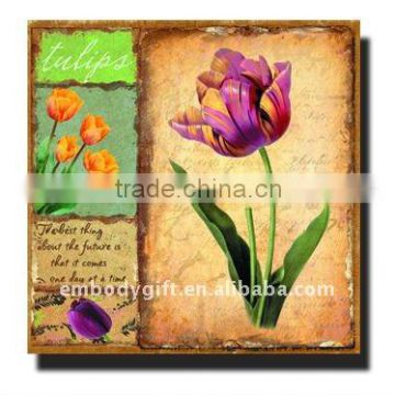 home decoration hot canvas printing with beautiful tulip printed
