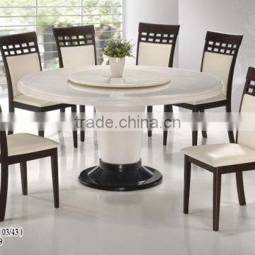 2015 Latest Stainless Marble Top Table Cushion Solid Wood Chair for Singapore