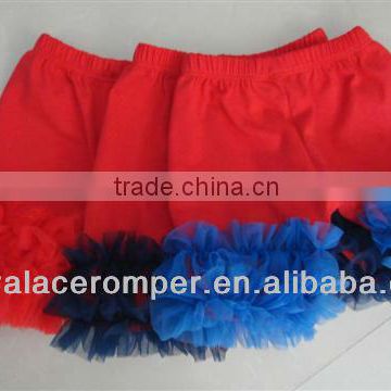 Wholesale Red Cotton Short Pants Chiffon Ruffles Baby Girls cotton balloon pants for girls
