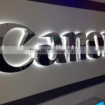 Mirror stainless steel crystal backlit outdoor logo sign