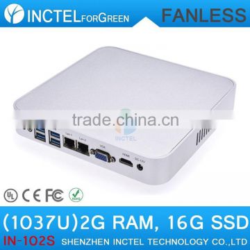 2G RAM 16G SSD Fanless C1037U mini linux embedded pc