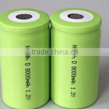 High quality NI-MH battery D 1.2V 8000mAh