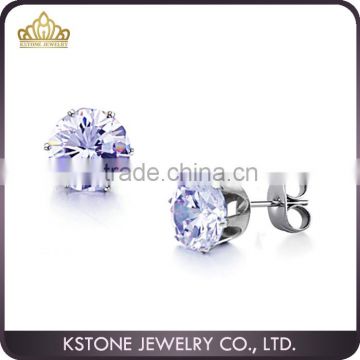 KSTONE New Arrival Fashion Stainless Steel Three Color Beautiful Crystal Zircon Stud Earrings For Lady