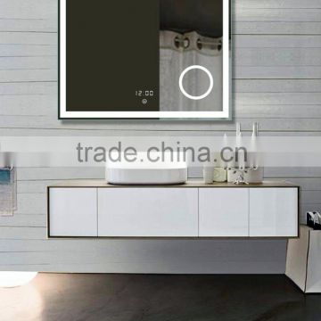 China supplier led bathroom backlit mirror with sensor switch and clock