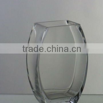Clear Glass Oval Vase with Rectangle Opening