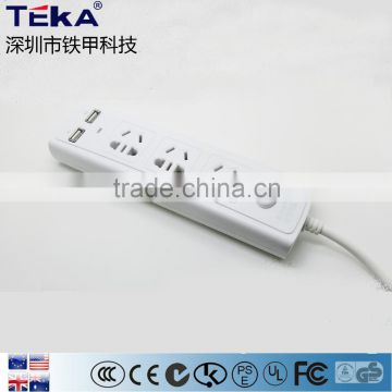 power strip with 2 USB supply and 3 outlets