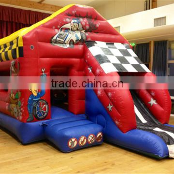 wacky racers Jumping house for kids,2016 cheap Inflatable castle by slide rental