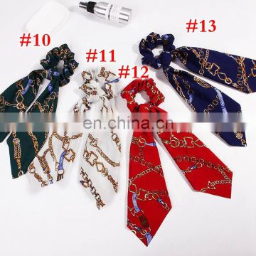 Hot sale horsetail tie streamer dots print flower long tassel ribbon headwear accessories girls women hair bands