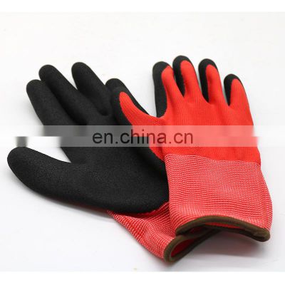 13 gauge nylon knitted sandy nitrile coated assembly work gloves