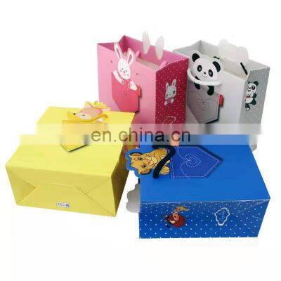 Customized paper packaging box with animal shaped clothing bag for shopping