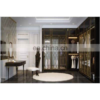 2021 Free Design Luxury Glass Flat Panel  Wardrobe Bedroom Furniture