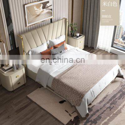 luxury Italy modern furniture designs leather fabric seat king size beds