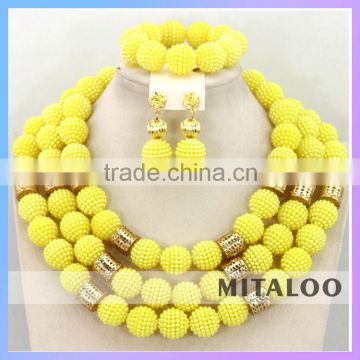 Mitaloo MT0001 Fashion Yellow Bead Necklace And Earring Sets Bead jewelry Set