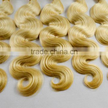 European Sew in human hair extensions honey blonde body wave hair weaving