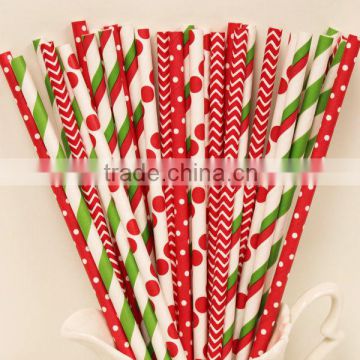 Professional party supplier colorful Christmas Paper Drinking Straws straight flexible