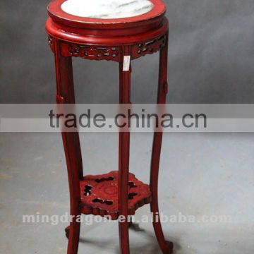 Chinese antique furniture pine wood stone top Shanxi red flower stand