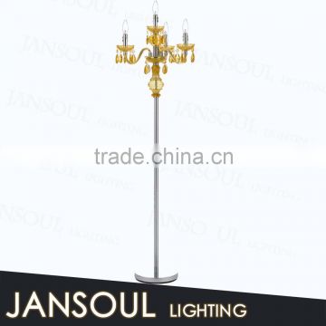 yellow crystal chandelier antique floor standing lamp supplied by zhongshan lighting factory