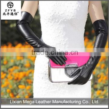 China Manufacturer lady 50cm long Leather Gloves