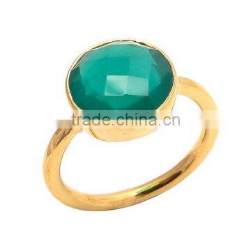 925 Silver green onyx round Gemstone Gemstone Ring