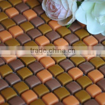 Light brown kitchen wall desgn enamel glass mosaic tiles,ceramic tile
