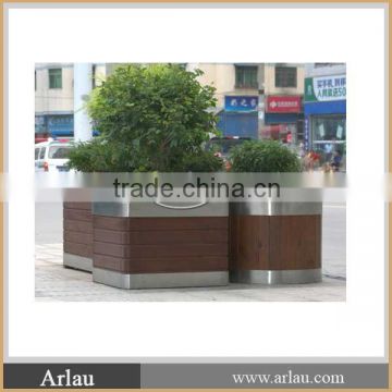 Public indoor wooden planter set
