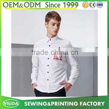 Wholesale Autumn Mens Long Sleeve Social Casual Dress Shirt Men Slim Fit Printing Shirt