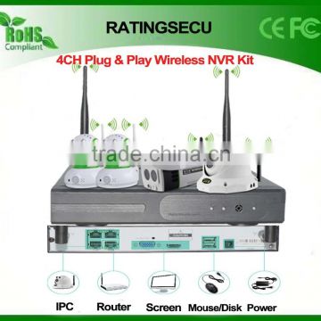 New Product 4CH P2Plong range Wireless ip camera system NVR Kit Megapixel HD CCTV Camera System