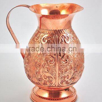 Antique Designer Pure Copper Water Jug with base