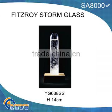 YG638SS FITZROY STORM GLASS WITH BEECH WOOD BASE