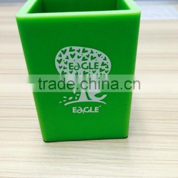 Eco-friendly Green color convinent silicone pen container/pen holders