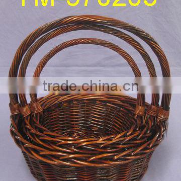 Round Willow Basket Made of Full Willow