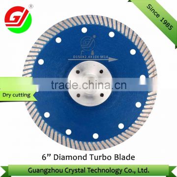 Continuous Rim Sintered Stone Cutting Blade 6" Disc for Wet Cutting Granite with Flange