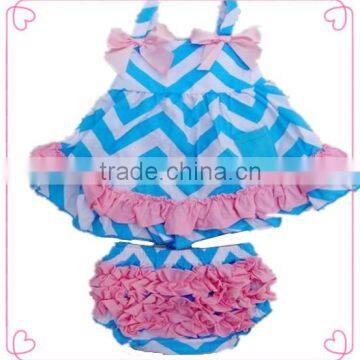 2014 new baby clothes set chevron ruffle bloomer&chevron halter infant girls swing back sun suit sets cute baby summer suit