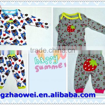 Embroidery baby animal pajamas/kids clothing set