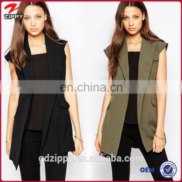 Ladies Removable Utility Belt Sleeveless Trench Jacket