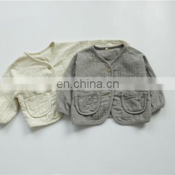Children's shirt cotton and linen cardigan loose top