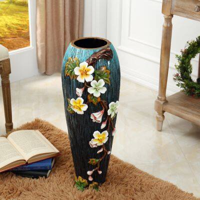 European Retro Hand Made Creative Soft Decor Green Ceramic Floor Vase For Office Hotel