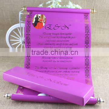 High Recommand Royal Luxury Purple Scroll Wedding Invitations