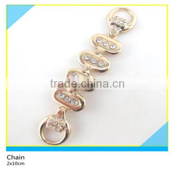 Zinc Alloy Chain Gold Plated Metal Clear Diamant Chain Belt Rhinestone Dress Chain 2x10cm