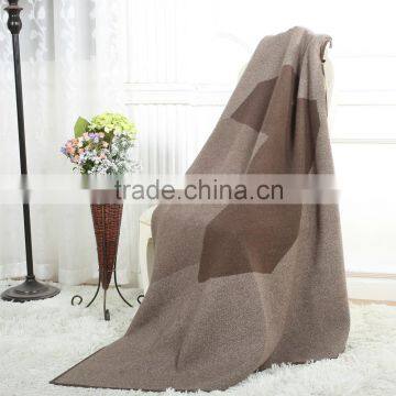 100% cashmere knitted jacquard blanket cashmere cable knit blanket