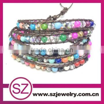 2015 popular five layer braided leather bracelet , custom braided leather bracelets for women