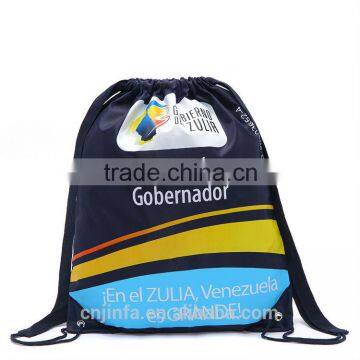 custom logo printed polyester drawstring bag