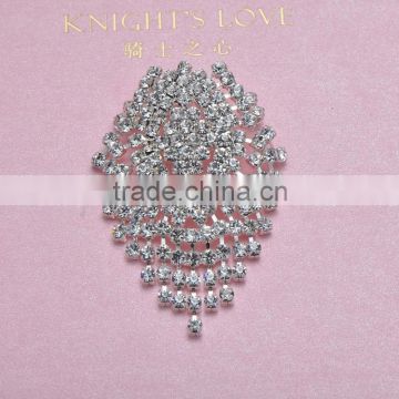 (M0473) 42mmx60mm droplet crystal brooch,luxury products,silver plating,with pin at back